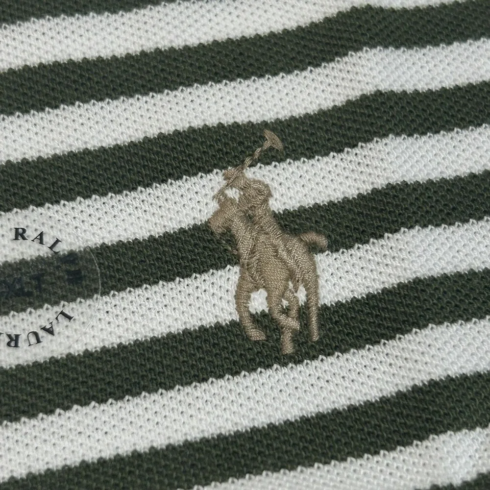 Polo Ralph Lauren Polo Shirt Mens 4XLT Green White Striped Classic Fit NWT